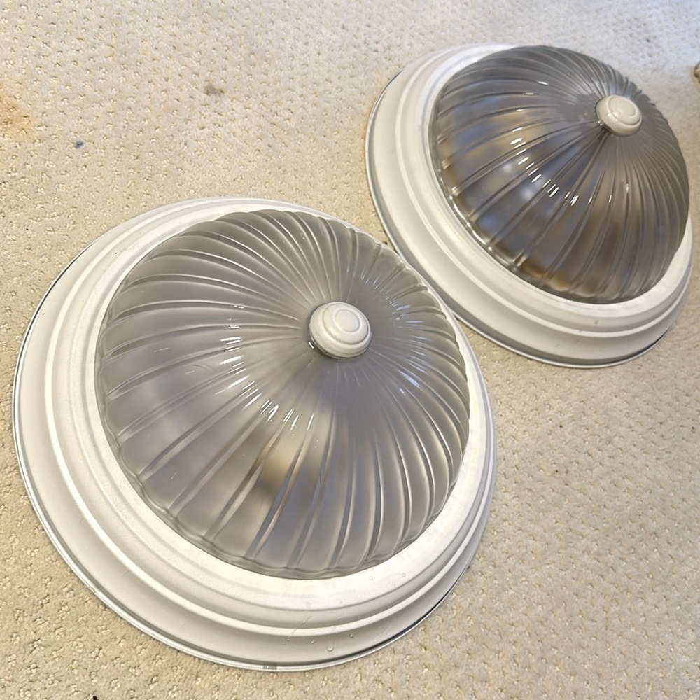 Two Frosted Glass 13” Light Fixtures